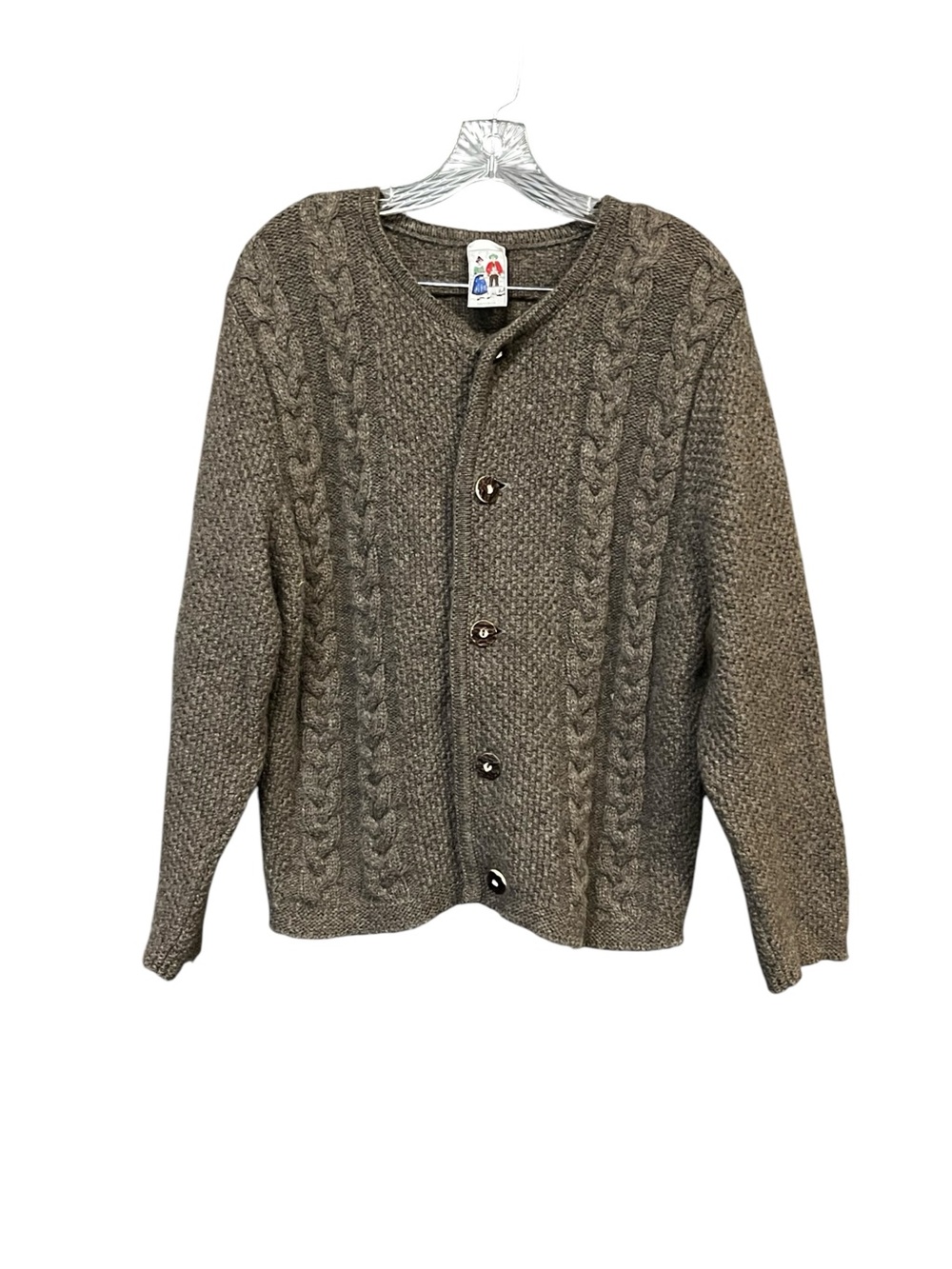 Spitzbua Cardigan Women’s 48(Large) Brown Pure Wool Austrian Cable Knit Trachten